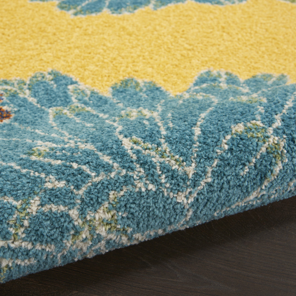 9' X 12' Yellow Floral Power Loom Area Rug